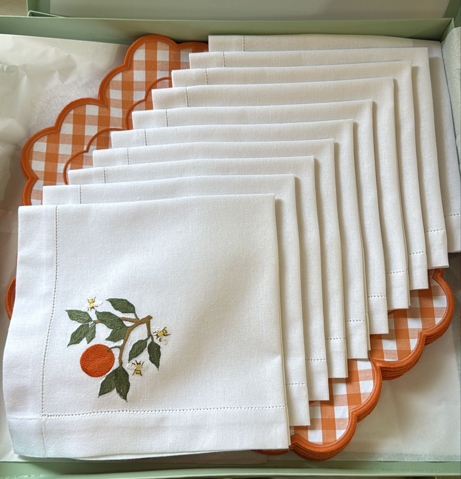 Linen napkin Flower Orange