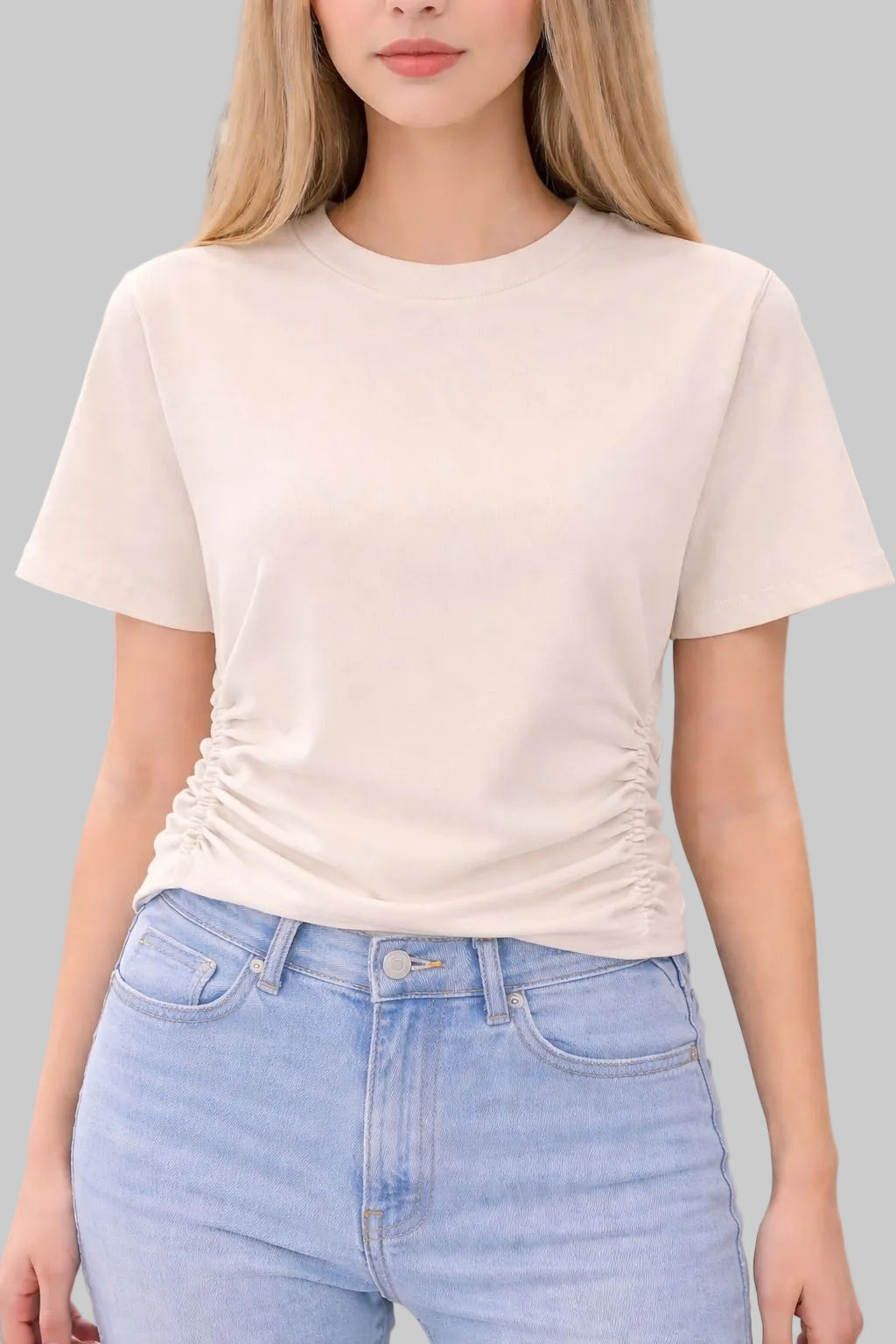 Suzy Semi Cropped Top Bone