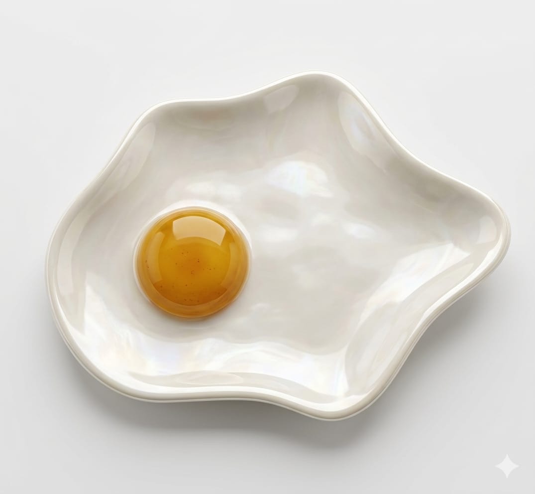 Stoneware Egg Shaped Dish White  Yellow
