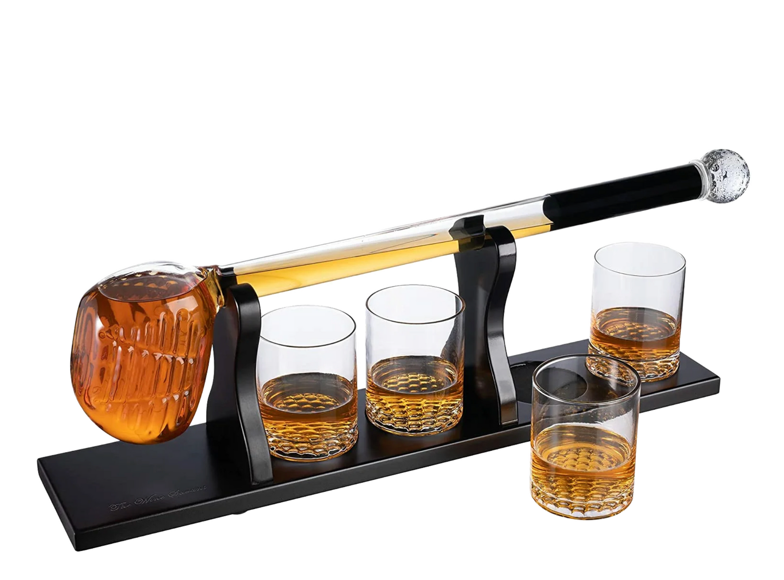 Golf Whiskey Decanter and 4 Liquor Glasses
