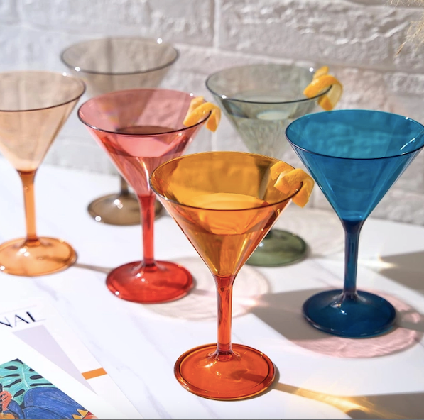 Acrylic Martini Glasses Set of 6 Multi