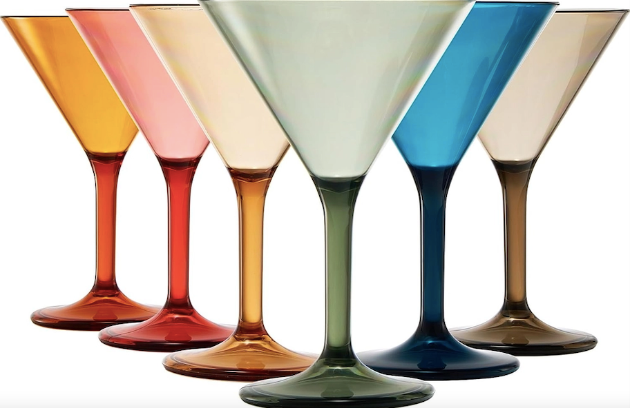Acrylic Martini Glasses Set of 6 Multi