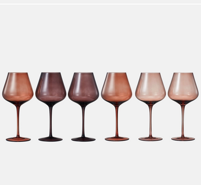 Colored Wine Glass Set of 6 Brown