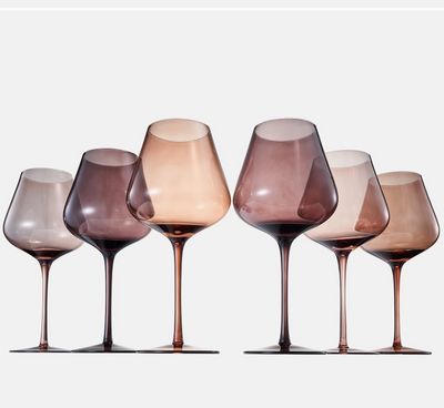 Colored Wine Glass Set of 6 Brown