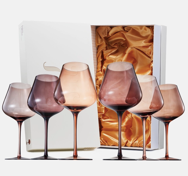 Colored Wine Glass Set of 6 Brown