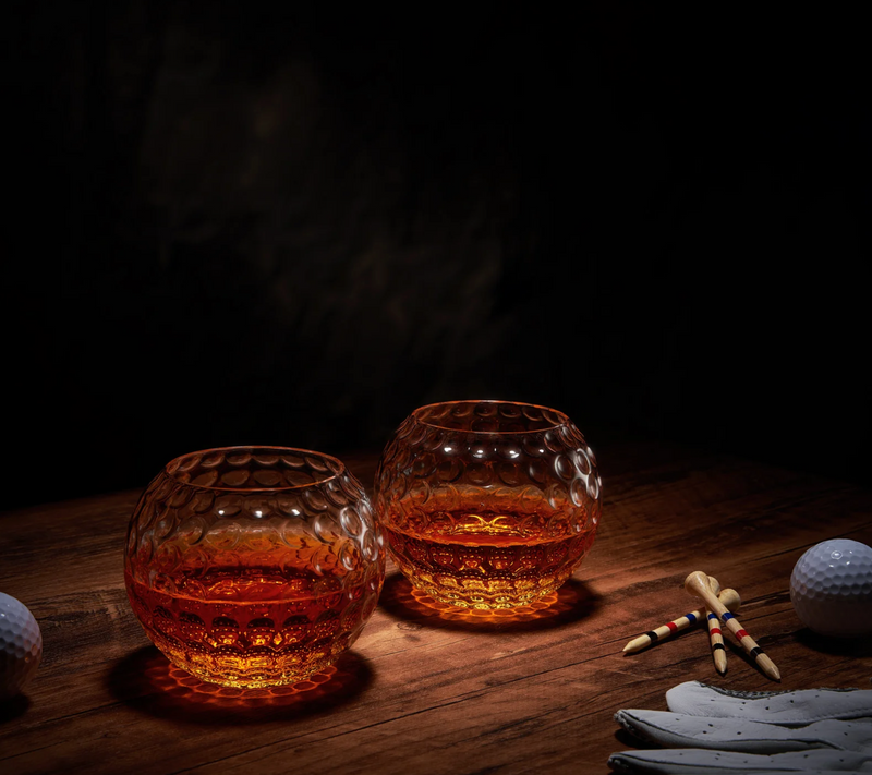 Golf Whiskey Glasses | 15 OZ Golf Ball Shaped Old Fashioned Liquor