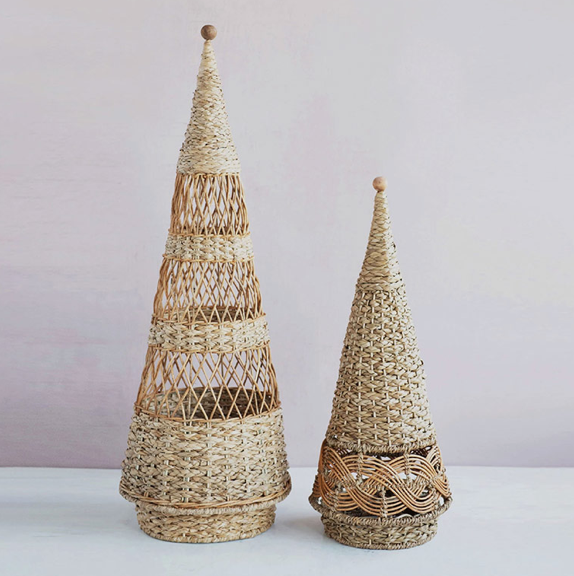 Hand Woven Wicker Cone Tree