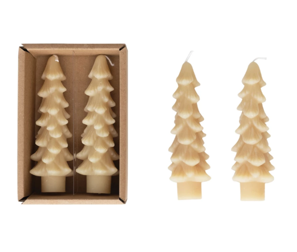 Unscented Tree Shaped Taper Candles Set of 2