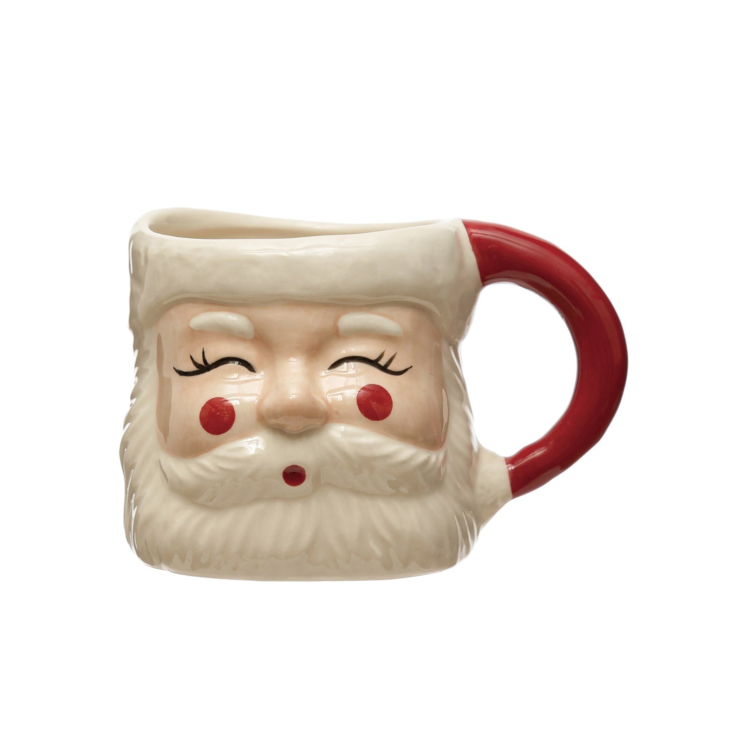 Stoneware Santa Mug  Red and White