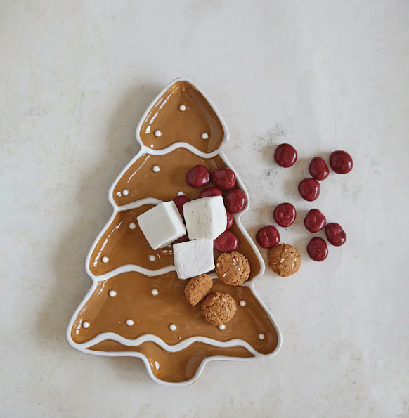 Ceramic Gingerbread Tree Shaped Platter