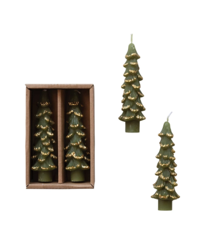 Unscented Tree Shaped Taper Candles Gold