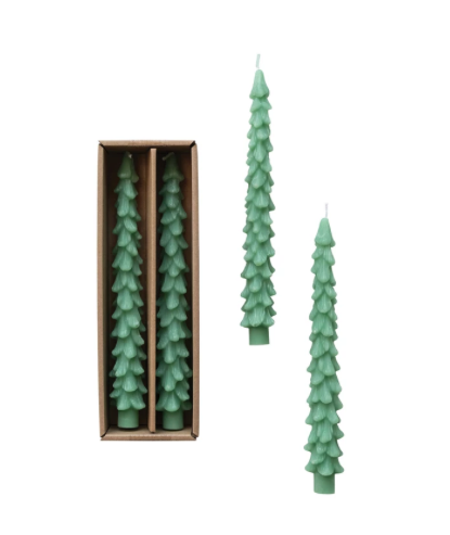 Unscented Tree Shaped Taper Candles Green