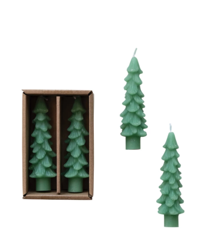 Unscented Tree Shaped Taper Candles Green