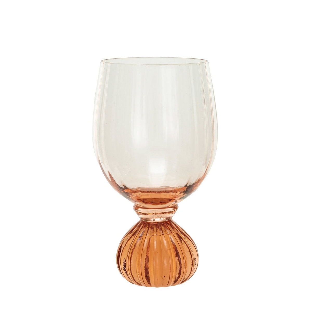 Ribbed Footed Wine Glass Pink 14 oz