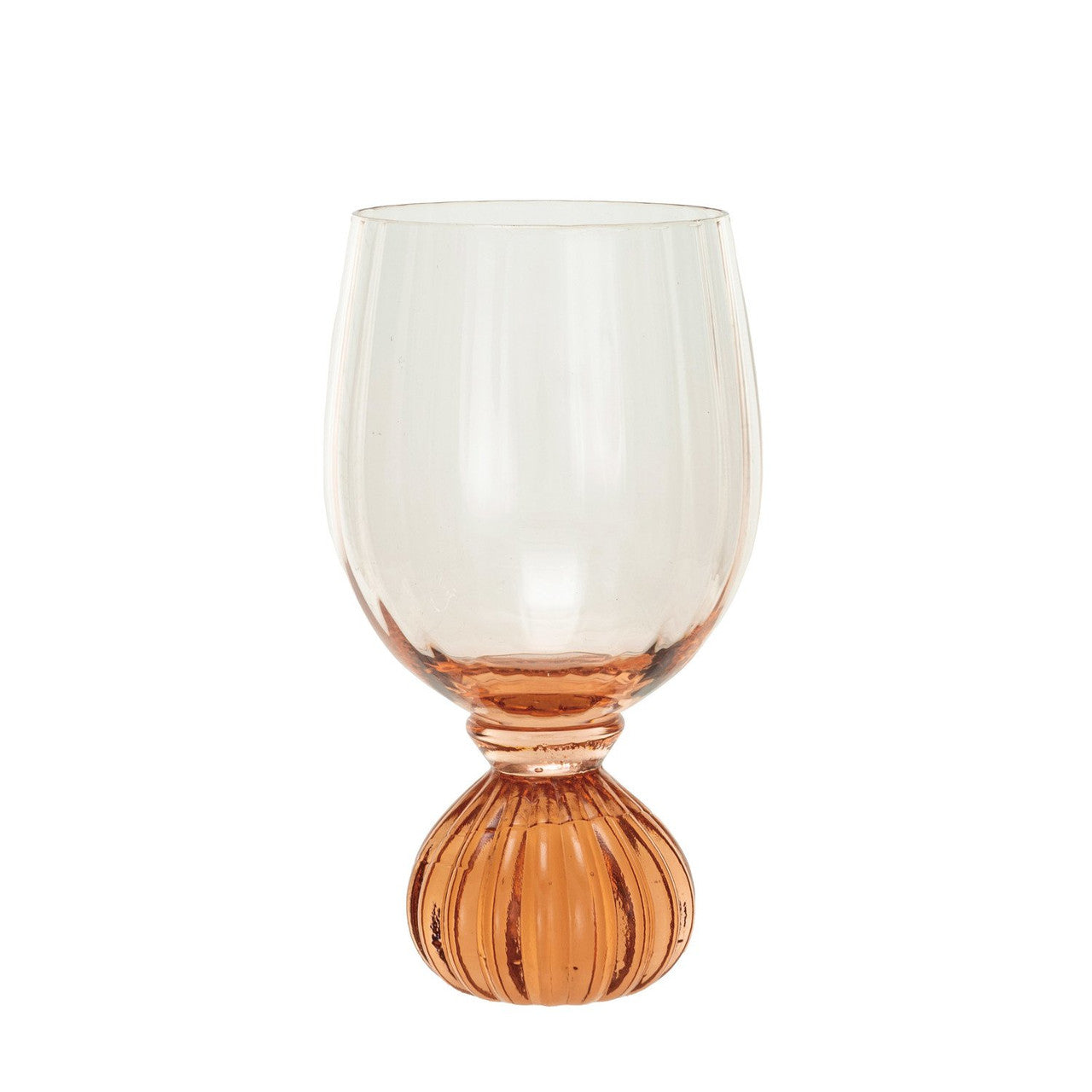 Ribbed Footed Wine Glass Pink 14 oz