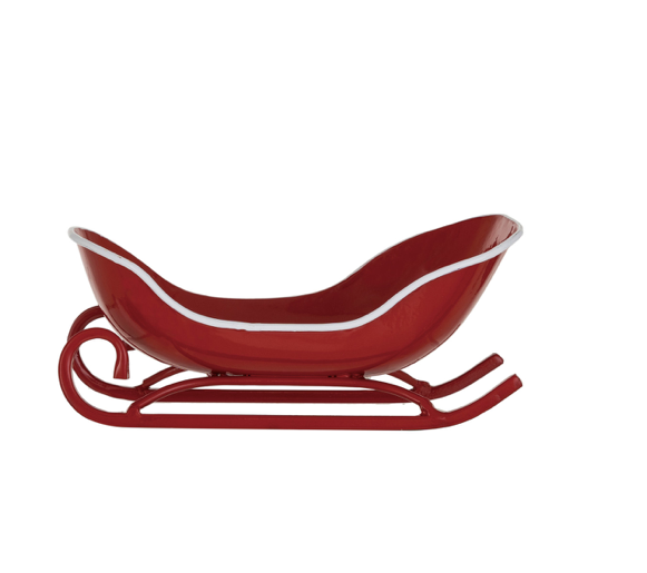 Metal Sleigh Red White