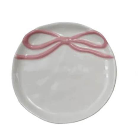 Plate Dish Bow Pink