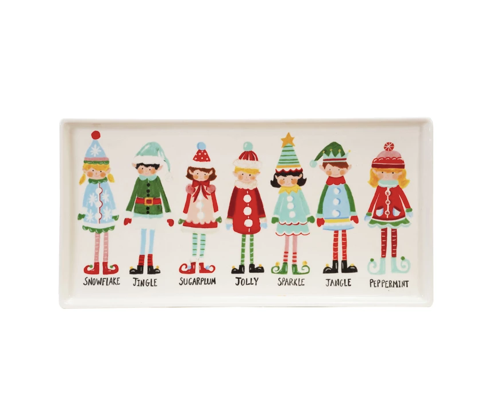 Platter with Santas Elves Multi