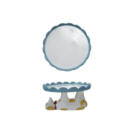 Scalloped Cake Stand w Dachshund Shaped Base