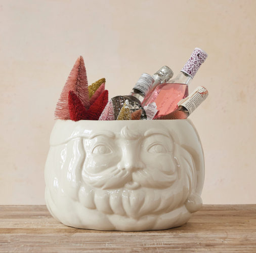 Santa Head Shaped Bottle Cooler Container White