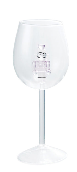 Stemmed Wine Glass w Holiday Figure Inside