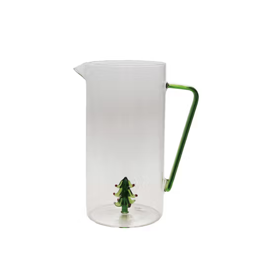 Holiday Pitcher with Hand Blown Tree