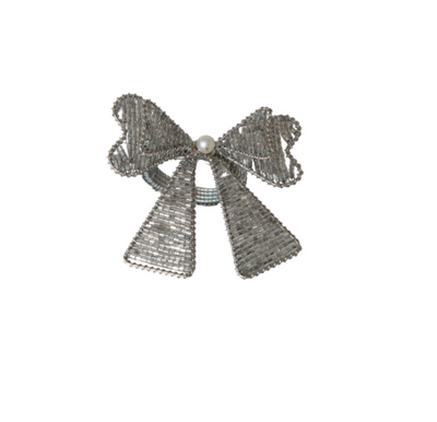 Beaded Bow Napkin Rings Set of 4