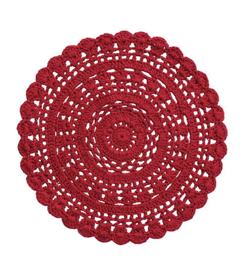 Cotton Crocheted Placemat Red