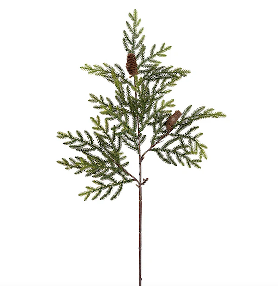 31 Pine Pinecone Artificial Stem Green Brown