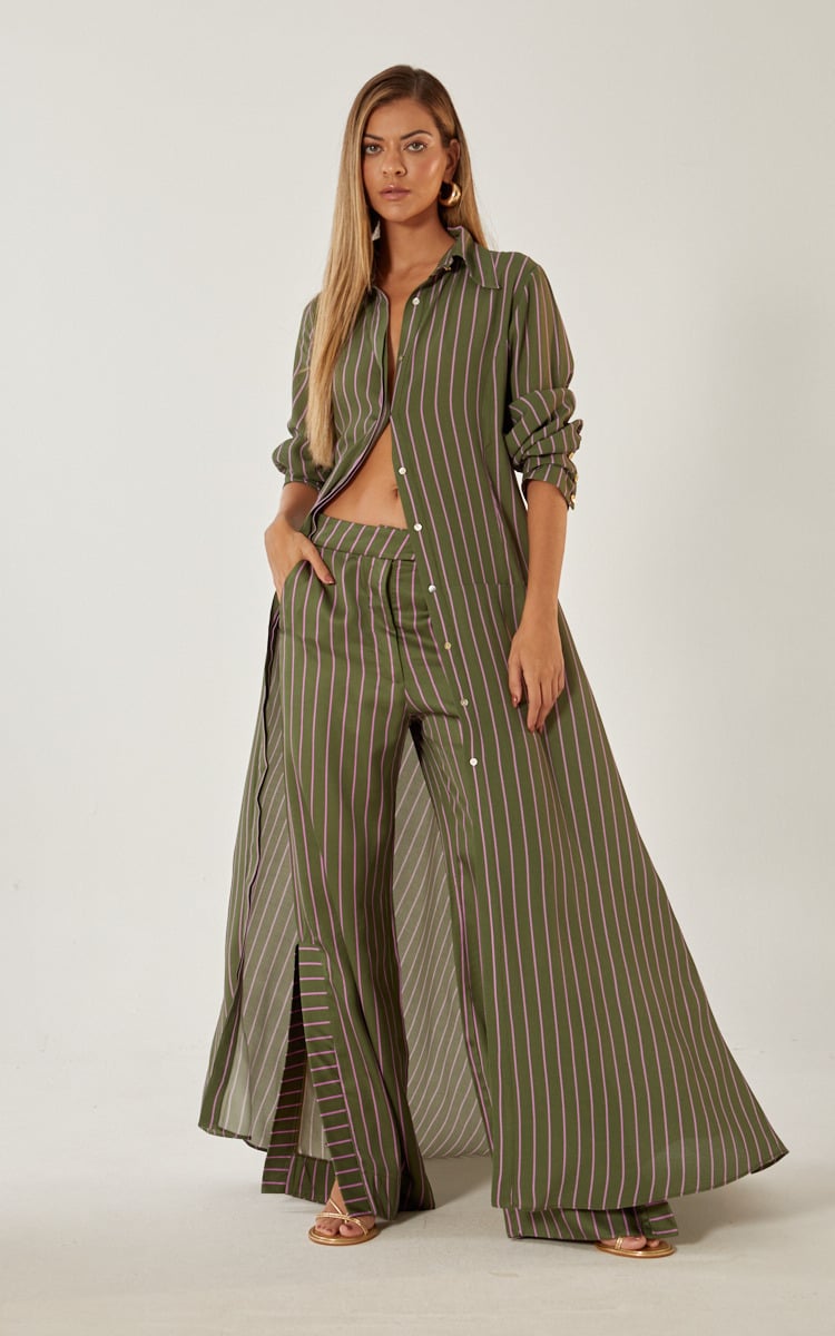 Isadora Dress Stripe Olive