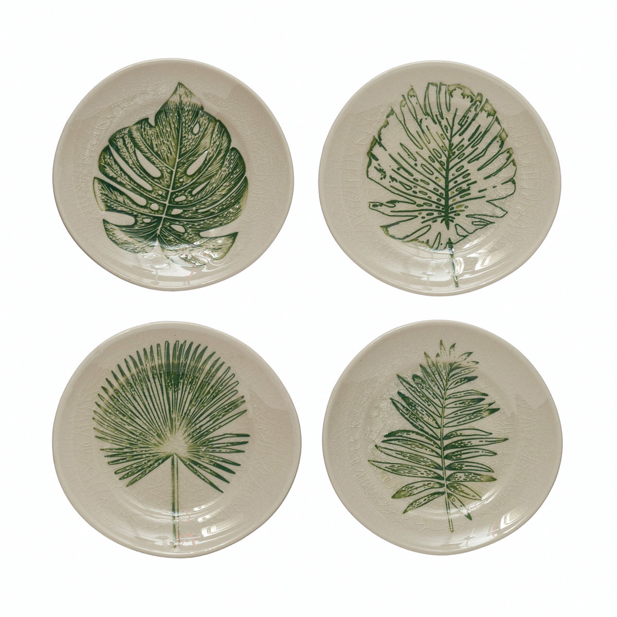 Round Stoneware Plate Leaf