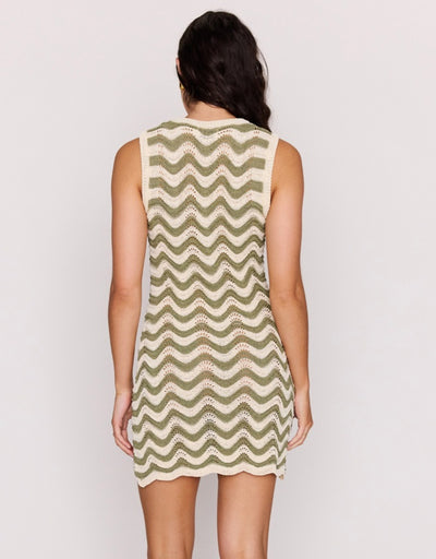 Clio Crochet Mini Dress Olive Cream