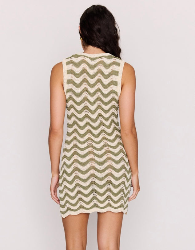 Clio Crochet Mini Dress Olive Cream