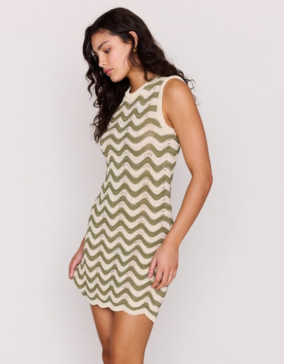 Clio Crochet Mini Dress Olive Cream