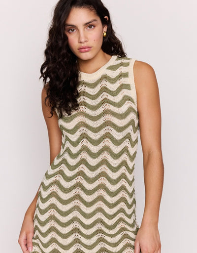 Clio Crochet Mini Dress Olive Cream