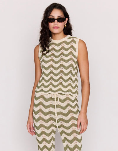 Clio Crochet Top Olive Cream