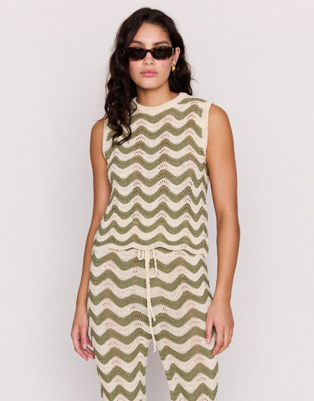Clio Crochet Top Olive Cream