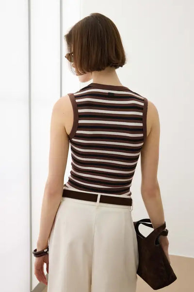Melek v Neck Top Stripe