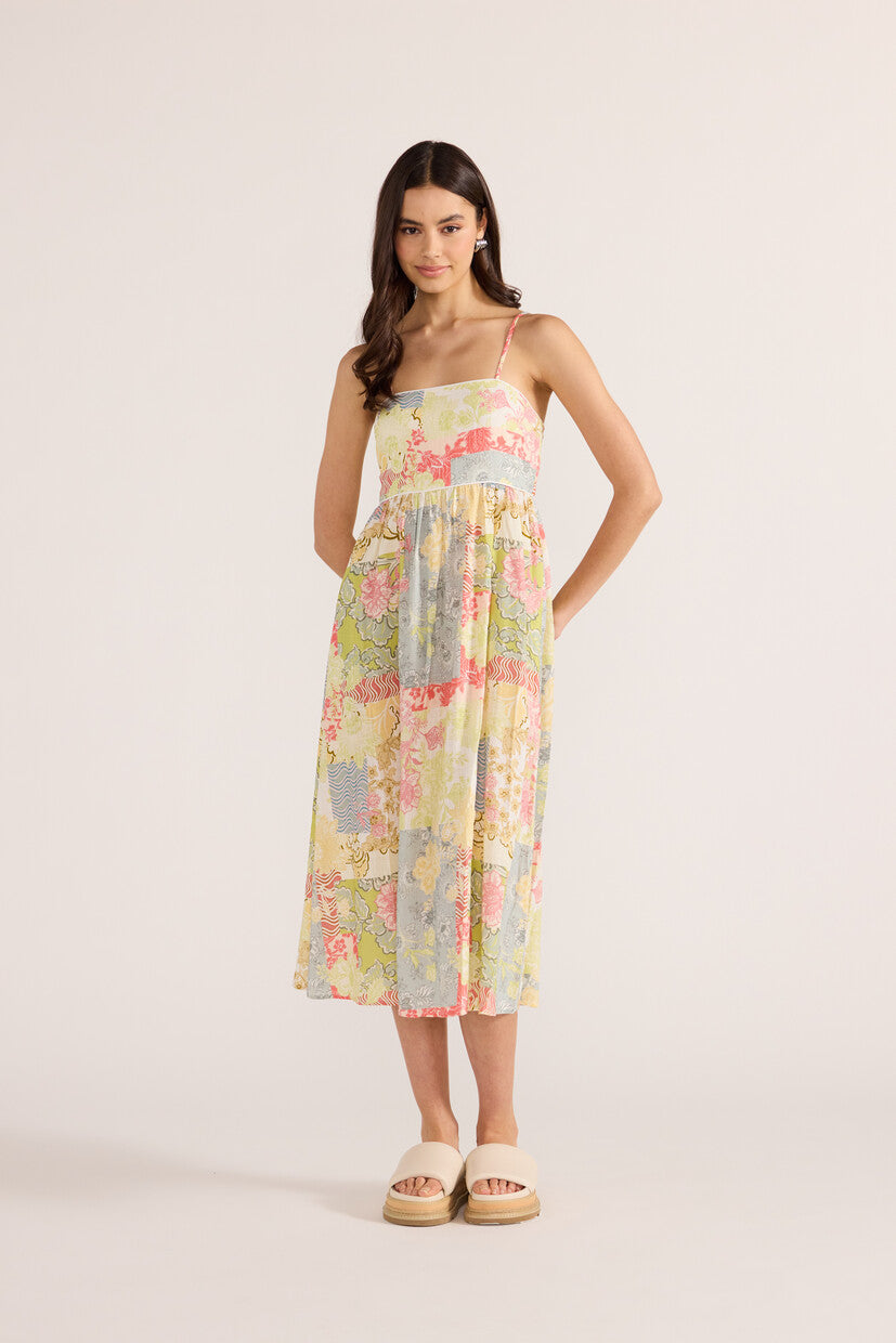 Aurora Strappy Midi Dress Patchwork