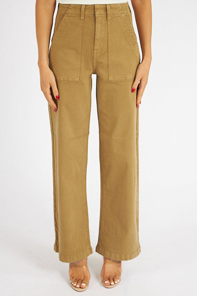 Nicole Full Length Wide Leg Pant Khaki