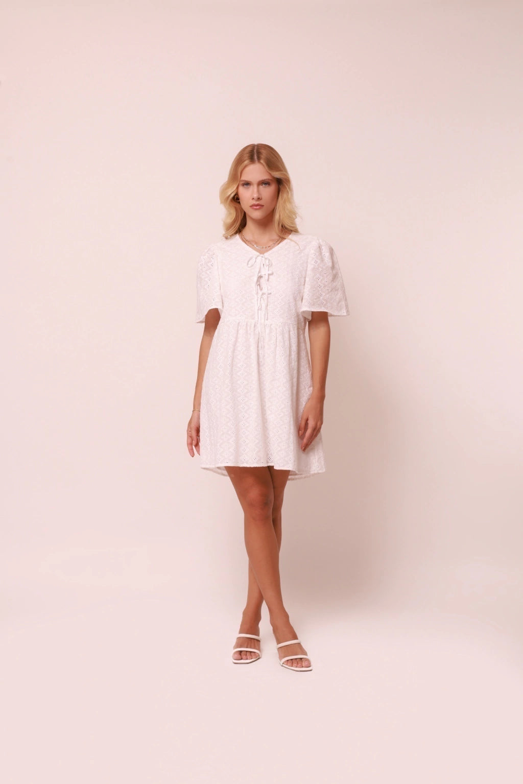 Costa Eyelet Dress White