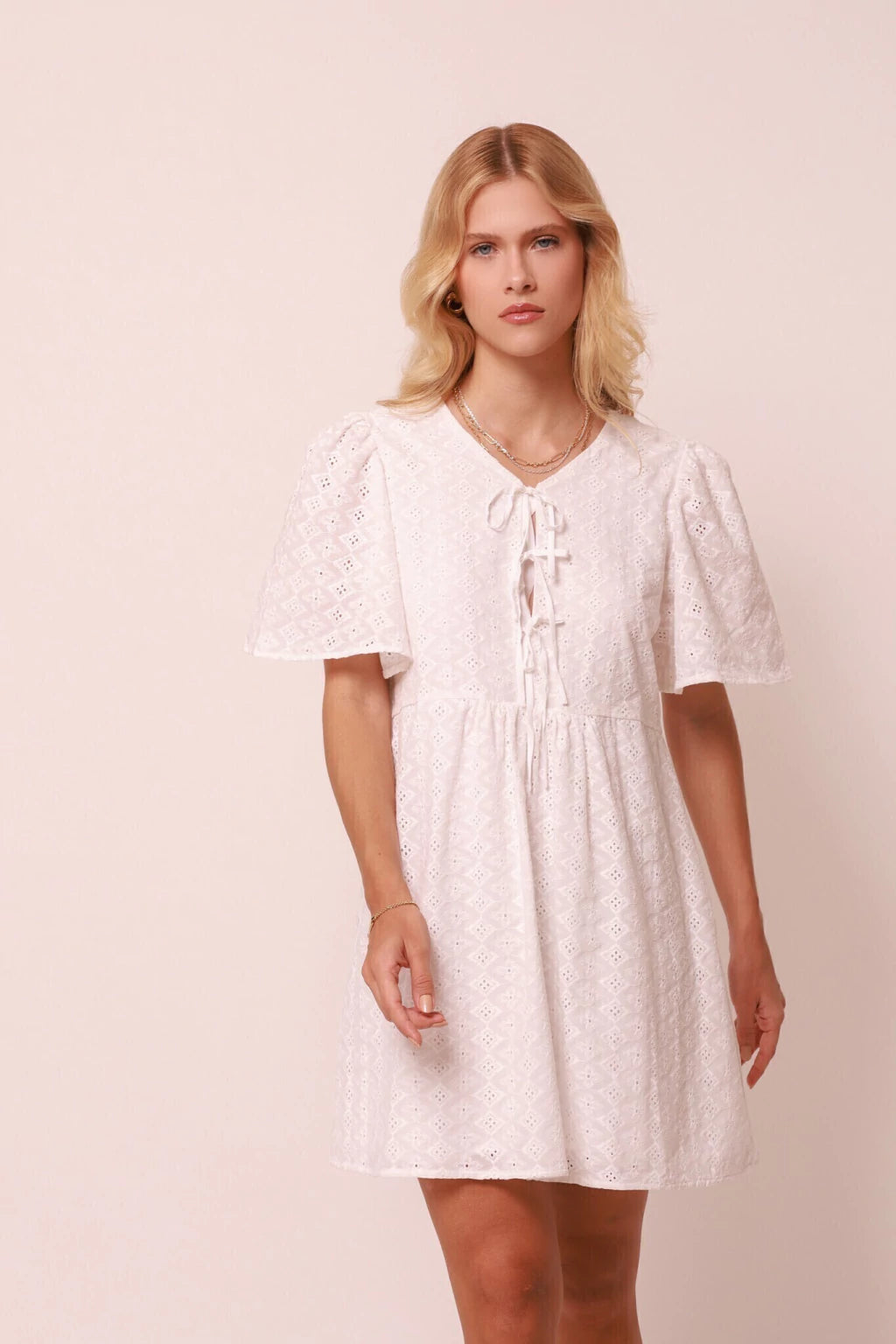 Costa Eyelet Dress White