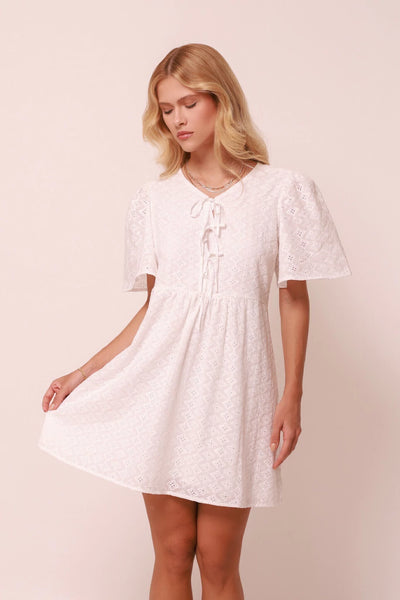 Costa Eyelet Dress White