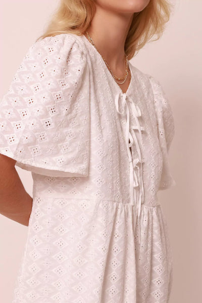 Costa Eyelet Dress White