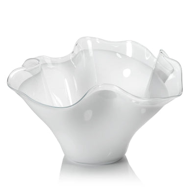 Tropezana Tall Wave Glass Bowl White