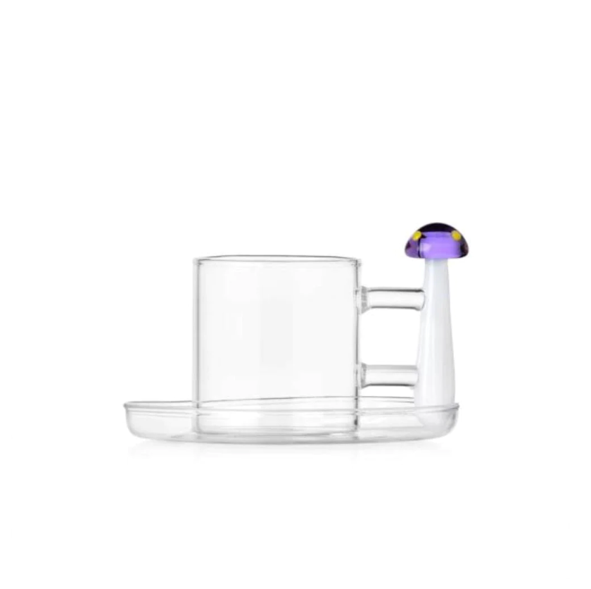 ALICE Coffe Cup w/ Purple Mushroom Amber Dots