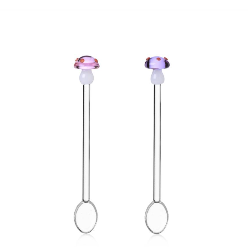ALICE 2 Spoons purple & pink mushrooms