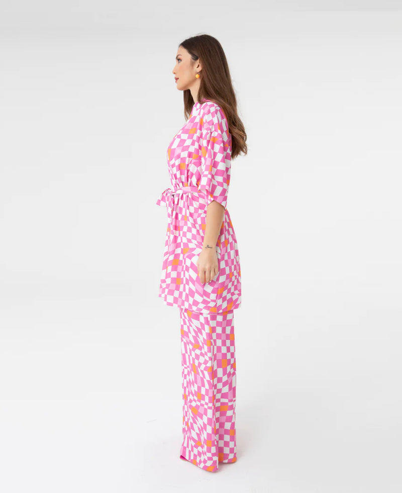 Twill Satin Kimono Pink