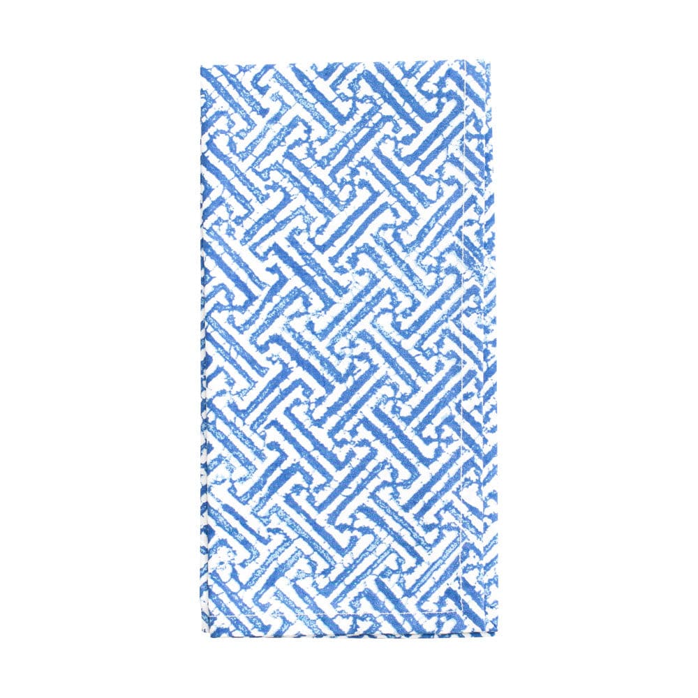 Cotton Napkin - Fretwork Blue/White