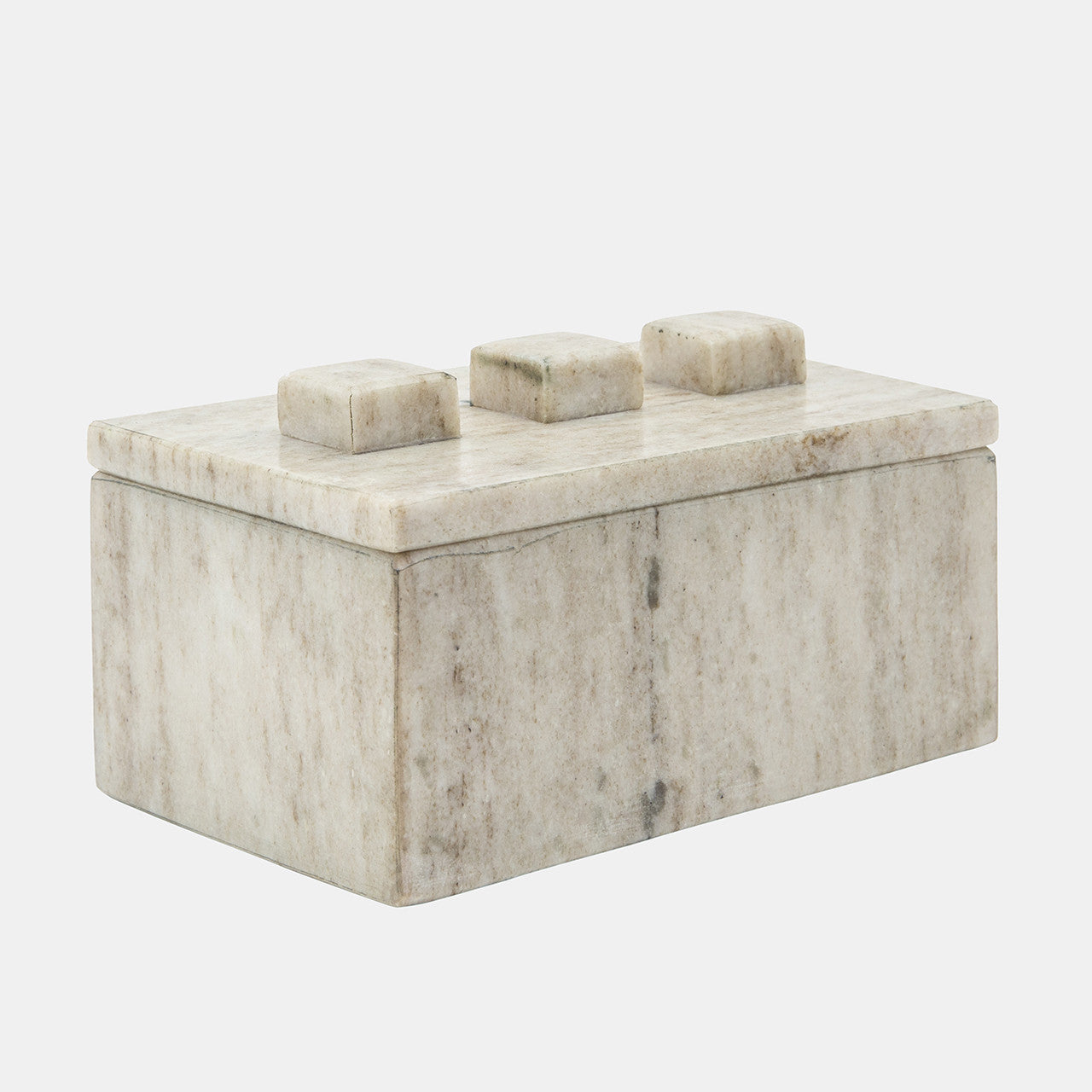 Rectangular Marble Containers Marble 6 Rectangular box w 3 knobs - Mixo Concept Store